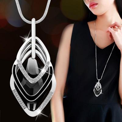 Collane e ciondoli di cristallo geometrici di moda per le donne Maglione Catena Collier Femme Dichiarazione Collana lunga Gioielli con colletto Femme