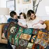 VIKAMA Vintage Camping Style Blanket Multi Functional Warm Home Camping Outdoor Nap Blanket Room Decoration