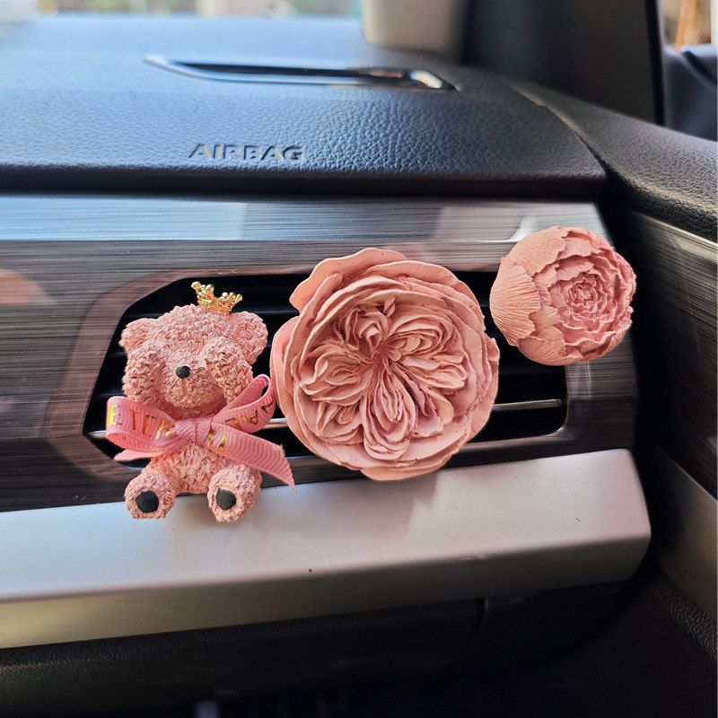Preserved Fresh Flower Austin Rose Fragrant Stone Car Air Outlet Aromatherapy Retro Fancy Ins Style Car Interior