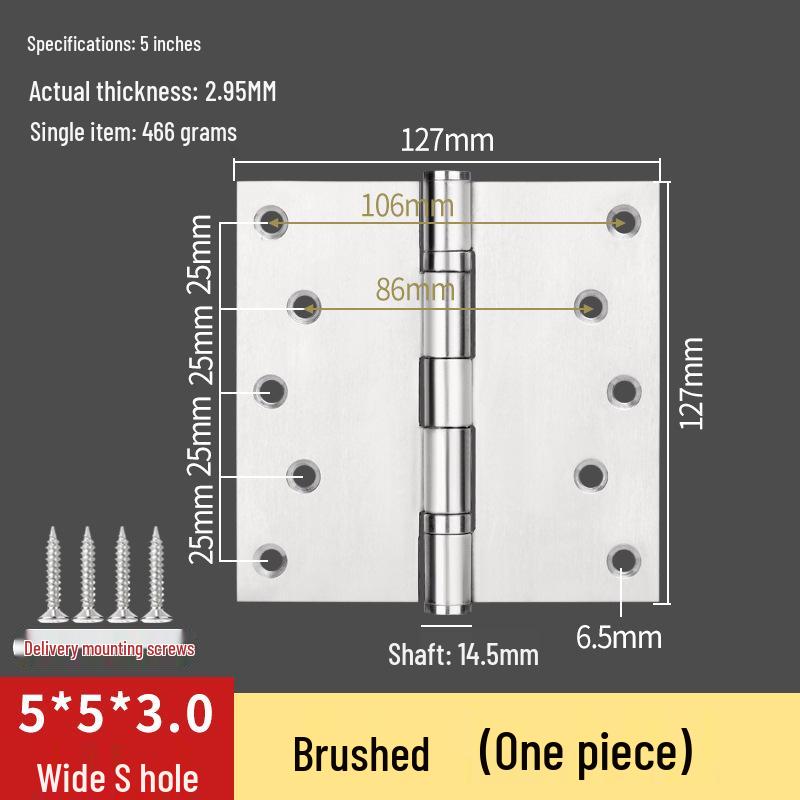 304 Stainless Steel American-Style Widened Hinge for Wood, Metal, and Fire Doors