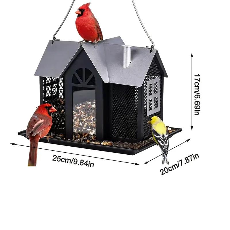 Solar Bird Feeders House For Outdoors Hanging Squirrel Proof Bird Supplies Bird Accessories Small Animal Supplies