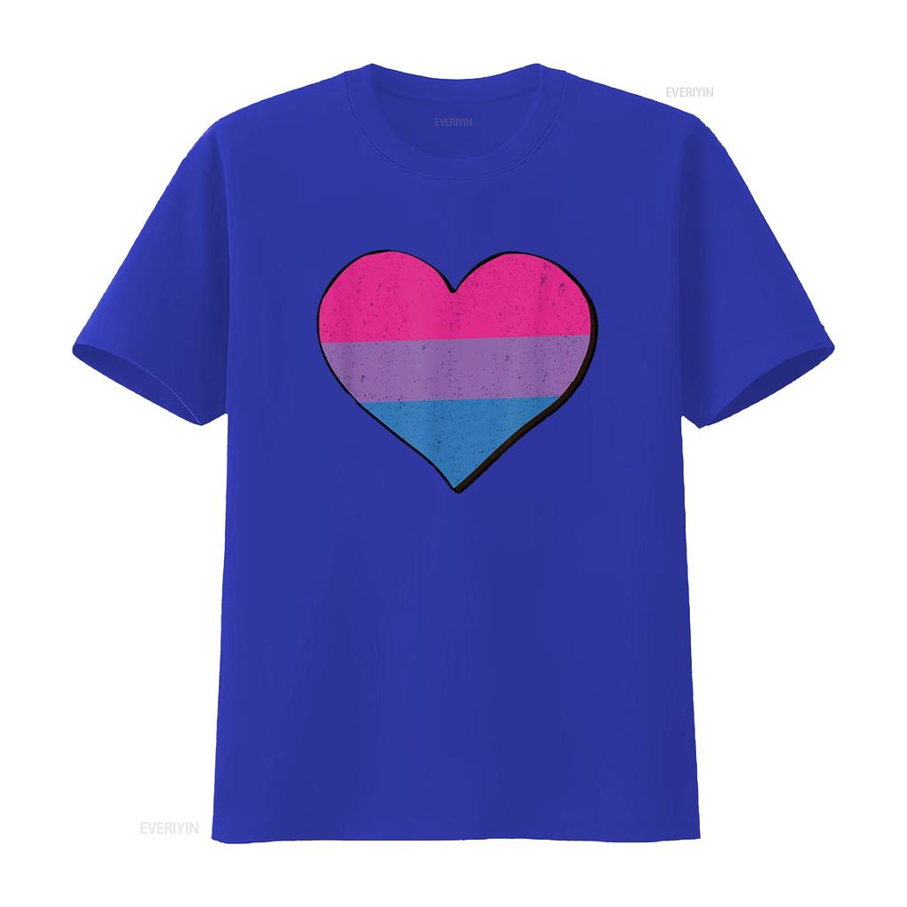 Bisexual Pride Flag Heart Bi T Shirt Vintage Washed Unisex Versatile Streetwear Breathable Designer Clothes Stylish