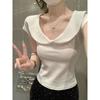 Kumikumi Sweet Style Cute Doll Collar Short sleeve T-shirt Women clothes Summer Slimming All-Match Age-Reducing Chic Top