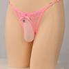 Herren Spitzen-Lingerie Tanga Sexy Herren Sissy Beutel T-Rücken String Verstellbar Niedrige Taille G-String Femboy Durchsichtig Penis Hülle Slips