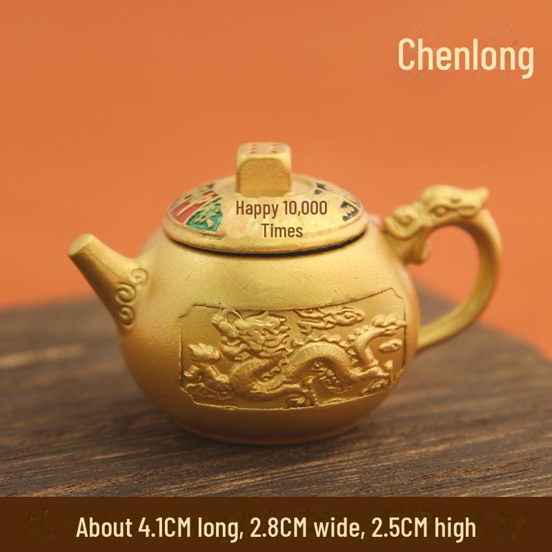 Zodiac Legierung Drehbarer Teekannen-Schlüsselanhänger mit Griff