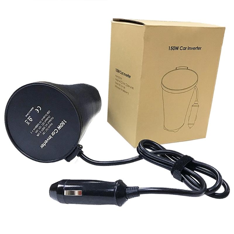Car Plugs Adapter 150W Car Power Inverter with Double USB Charging Port for Devices Roads Trip Power Supply Adapter