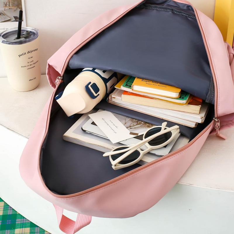 Fire-delt ryggsekksett Dame Campusryggsekk Ensfarget Student Skolesekk