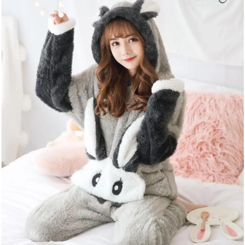 Winter Thick Warm Flannel Pajamas Sets for Women Sleepwear Home Clothing Pajama Home Wear Pyjamas Set
