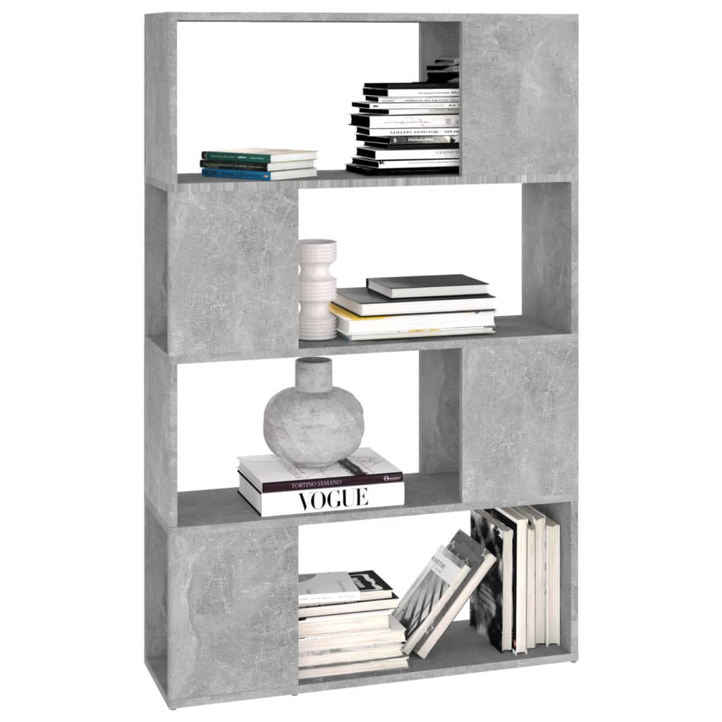 Bookshelf Room Divider Concrete Grey 80 x 24 x 124.5 cm Engineered Wood