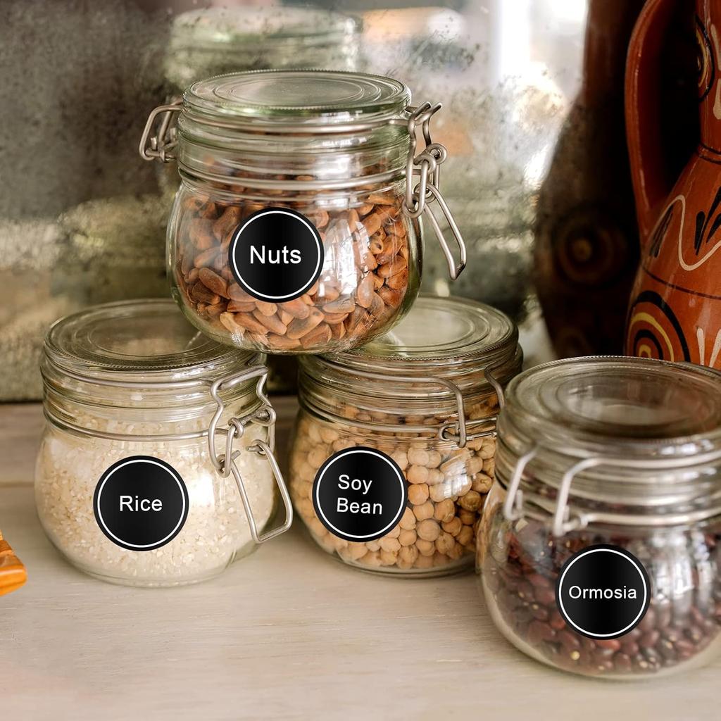 Savita 432 Pack Pre-Printed 1.4" Round Spice Jar Labels Seasoning Labels for Spice Rack (Black)