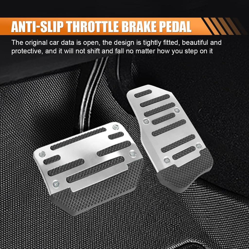 2PCS Non-Slip Car Pedal Covers, Automatic Transmission Gas Pedal Pads Kit, Aluminum Alloy Brake Pedals Set For Car Safety, Universal Replacement