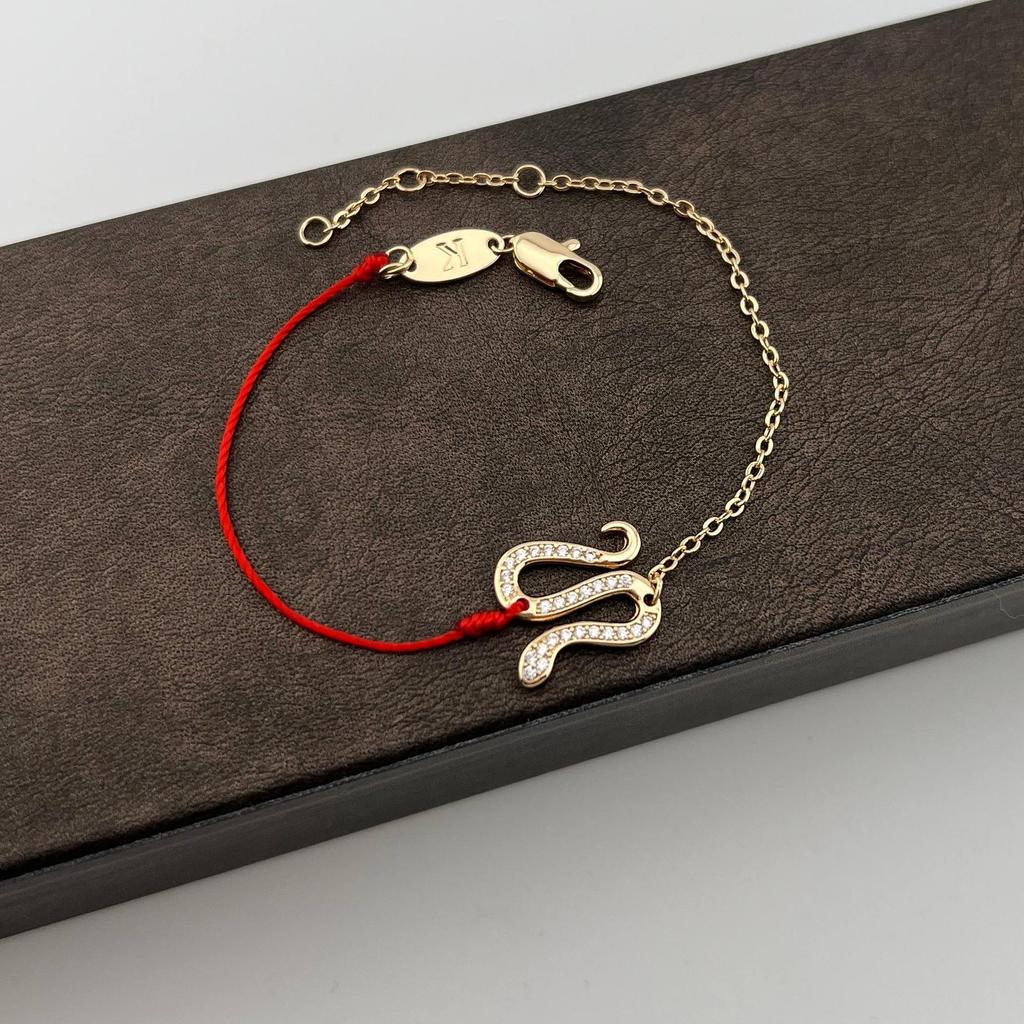 French Red String 925 Silver Lucky Zodiac Bracelet with Single Diamond - New Style Gift
