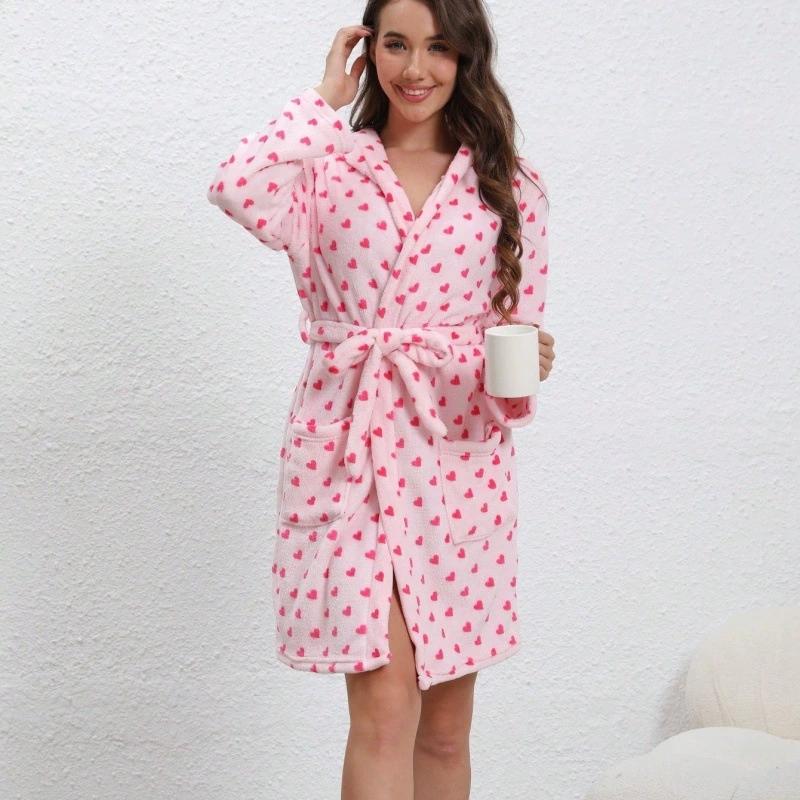

Luxurious Women S Fashion Hooded Bathrobe Winter Plush Pajamas for Home Star Printed Warm Sleepwear Cozy Loungewear Pajamas XL