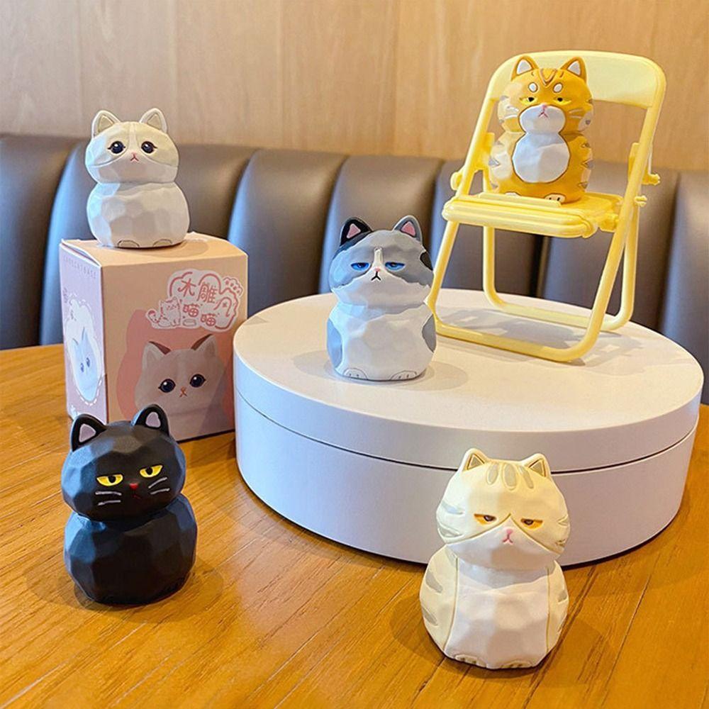 Kawaii Resin Cat Anime Figure Cat Family Kitten Toys Car Ornament Q Version Cute Cat Model Figurines Decoration