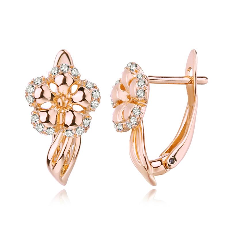 

Серьги-клипсы MINTHA с цветком, модные серьги цвета розового золота, модные украшения, серьги с геометрической геометрией из кубического циркония для женщин, свадебные серьги с геометрической формой A