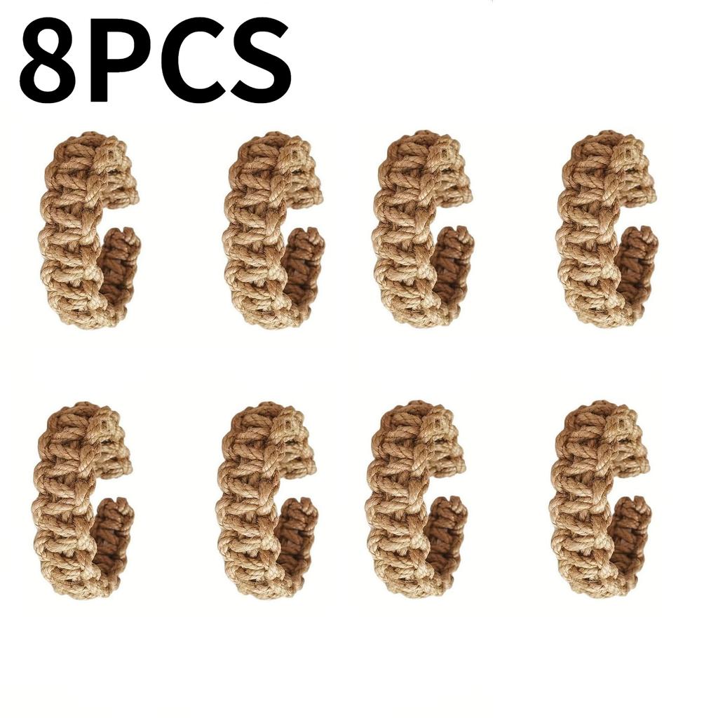 8PCS Handwoven Curtain Tiebacks Nordic Style Linen Rope Twisted Hemp Rope Curtain Clips Boho Rustic Curtain Holdbacks Home Decor