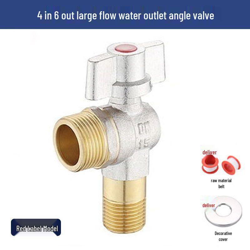 Universal All-Copper Gas Water Heater Valve: Hot/Cold Flow, 4/6 Point Angle Stop & Triangle Valve