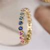 Cute Female Rainbow Zircon Round Stone Gold Color Wedding Jewelry Promise Engagement Rings For Women