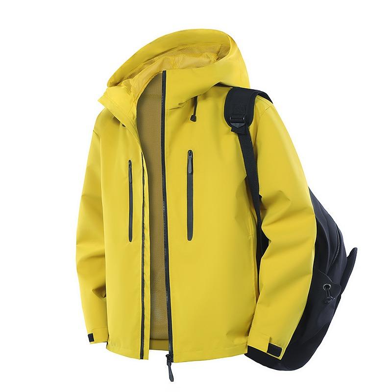 Solid Color Hooded Men's Fashionable Spring and Autumn Jacket Zipper Pocket Sports Top