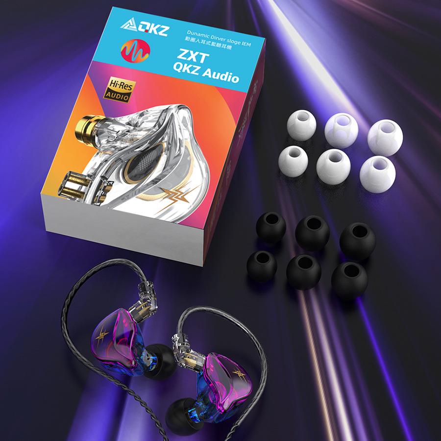 QKZ ZXT Monitor-Level Wired Gaming Earphones with Mic for Sports and Running
