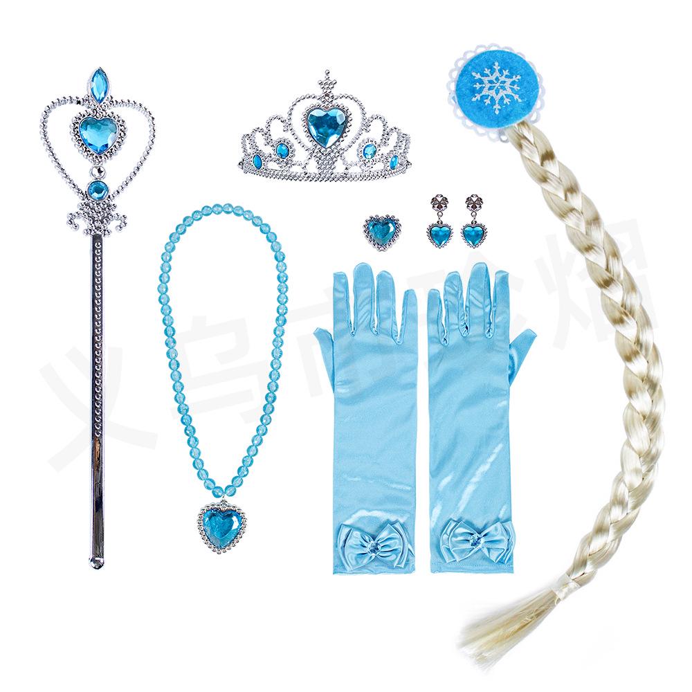 Elsa-Inspired Frozen Princess Accessory Set: Crown, Magic Wand, Necklace, Gloves, and Ring