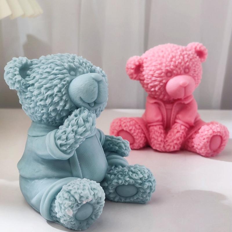 Candle Mold for Candle Making Sitting Bear Silicone Mold for Aromatherapy Plaster Colored Gypsum Mould DIY Crafts