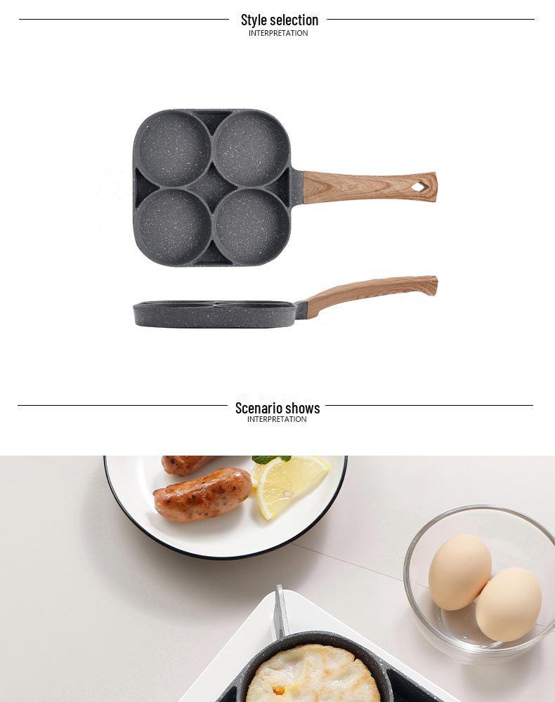 Non-Stick Four-Hole Frying Pan for Burgers, Eggs, and Pancakes