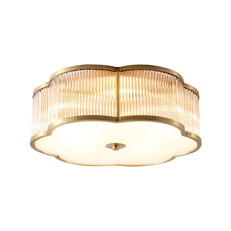 Led bedroom ceiling lamp post modern minimalist model room all copper lamps Hong Kong style light luxury study bedroom lamp