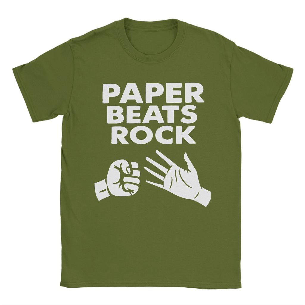 Paper Beats Rock TShirts for Men Crew Neck Pure Cotton T Shirt Rock Paper Scissors Short Sleeve Tee Shirt Big Size Clothing