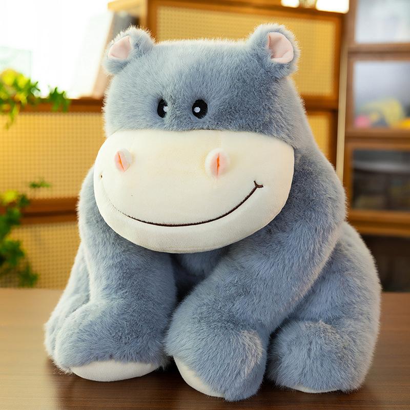 Cute Cute Hippo Plush Toy Cartoon Sitting Posture Forest Animal Doll Children Sleeping with Pillow
