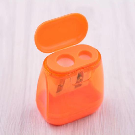 12Pcs Dual Hole Pencil Sharpeners Cute Design Carbon Steel Blades Splash-Proof Lid