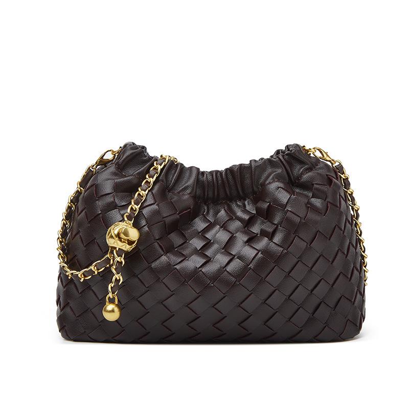 Retro Mode Einzel-Schulter Crossbody Tasche mit gefaltetem Wolkenmuster Kettenriemen violett
