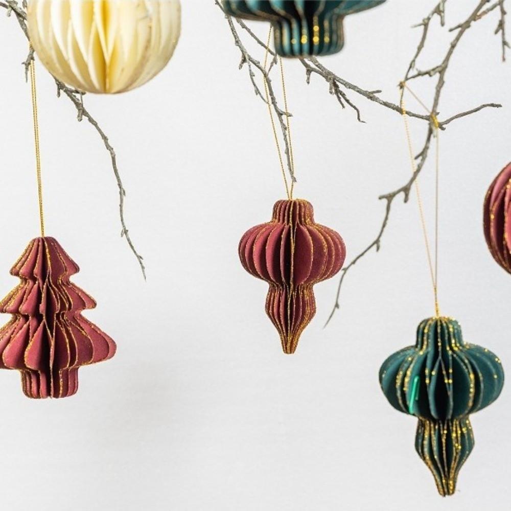 Solid Color Christmas Tree Pendant Paper Christmas Tree Decoration Home