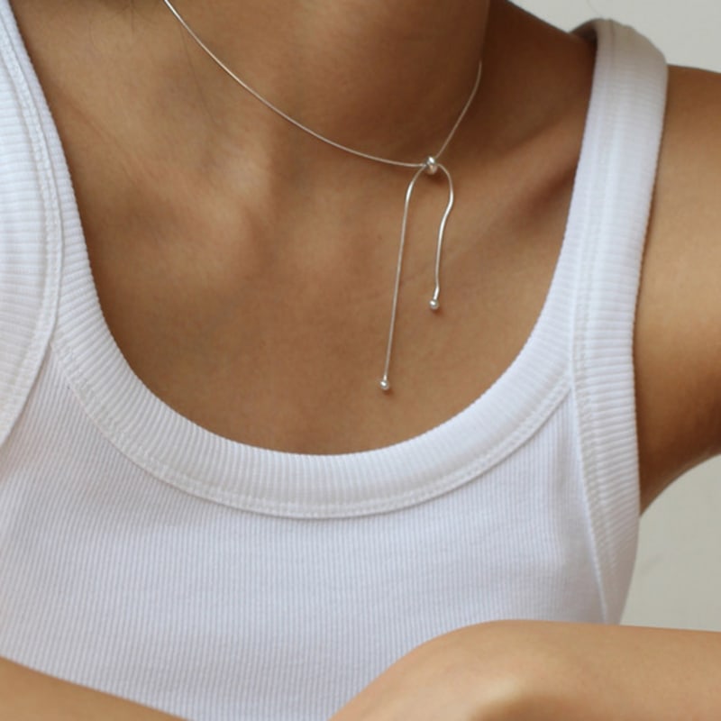 NORMALLEE [Silver 925] Sliding Bow Necklace