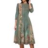 Women's Casual And Fashionable 3/4 Sleeve Pocket With Back Zipper Dress