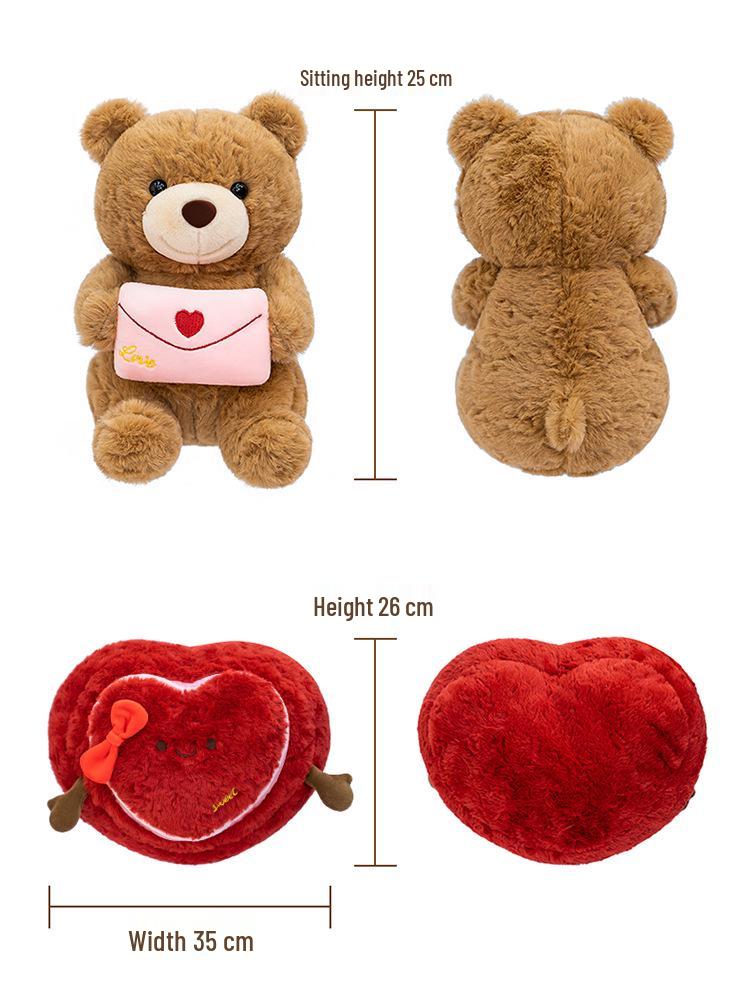 Cross-Border New Year Love Heart Bear Plush Toy - Cute Companion Gift for Couples and Birthdays
