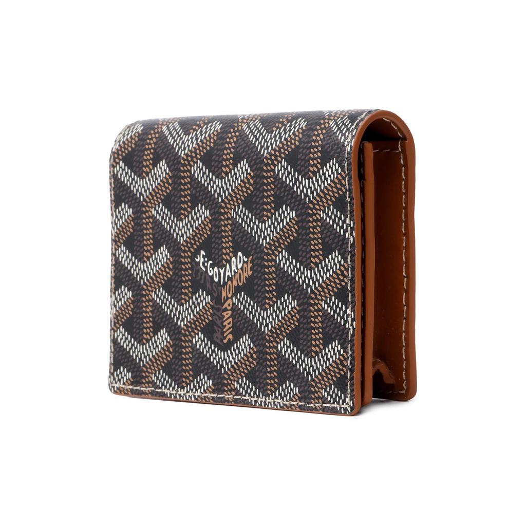 GOYARD MALESHERBES Y-Logo All-Over Print Flap Clutch Canvas and Leather Combination Unisex Couple's Style Brown