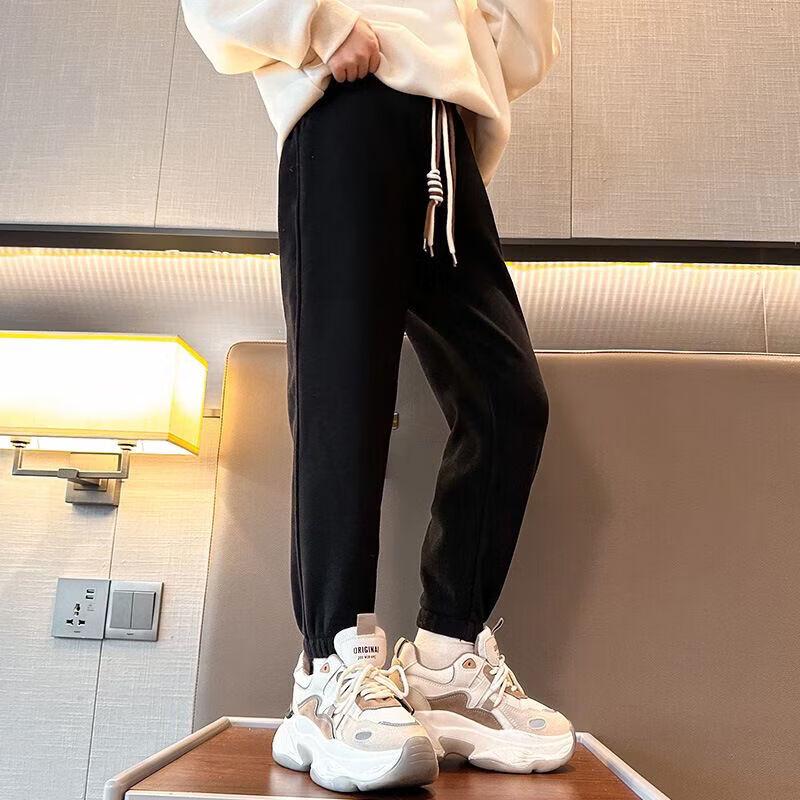 Girls' Korean Style Fleece-Lined Warm Casual Pants
