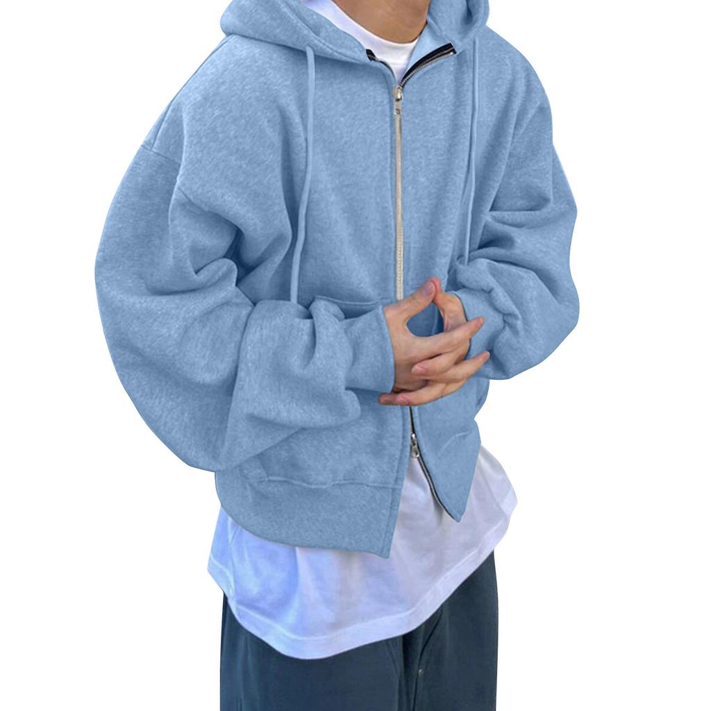 Herre Ensfarget Dobbel Glidelås Genser Herre Sport Stor Størrelse Casual Genserjakke