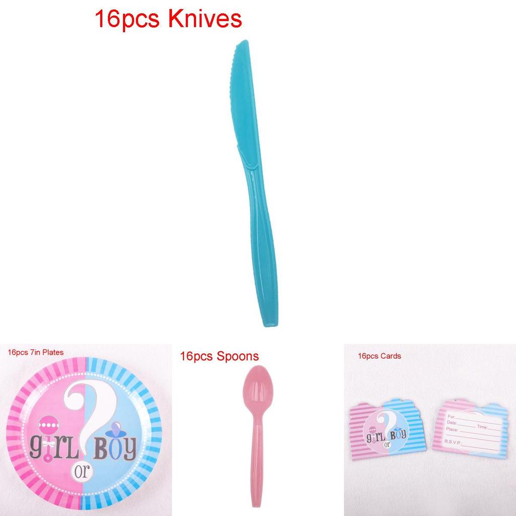 Elegant Baby Gender Reveal Party Decoration Boy Or Girl Disposable Tableware Set