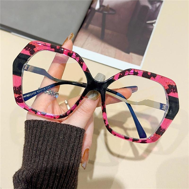 Latest Luxury Design Rainbow Print Lady Big Frame Frame Color Shift Anti Blue Light Hyperopia Prescription Lens Reading Glasses