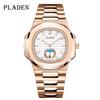 PLADEN Men's Watch Brand Fashion Rose Gold Watches For Man Luxury High Quality Stainless Steel Strap Wristwatch Top