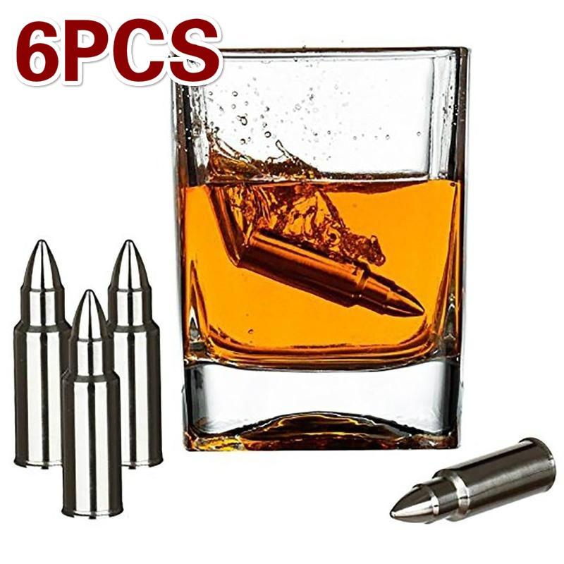 6Pcs Stainless Steel Drink Chilling Ice Stone Bullet Shaped Whiskey Stone 1pc