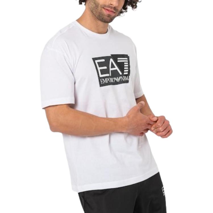 Emporio Armani EA7 SS24 Letter And Number Print Casual Crew Neck Short Sleeve T-Shirt Men tops White 3DPT09-PJ02Z-1100