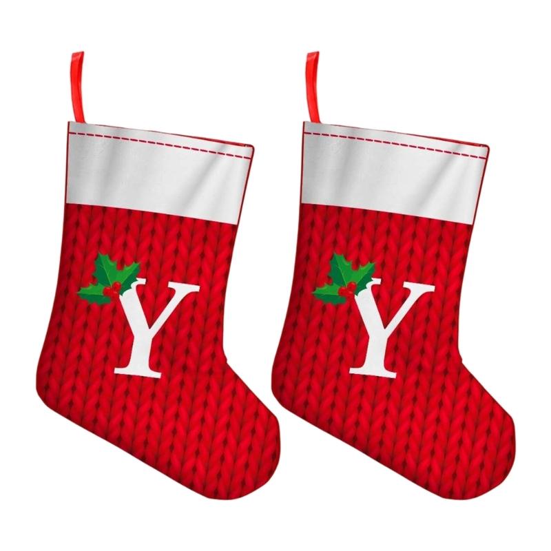 

Festival Alphabets Stocking With Spacious Gift Pouches Reusable Cloth Holiday Decoration For Home Party