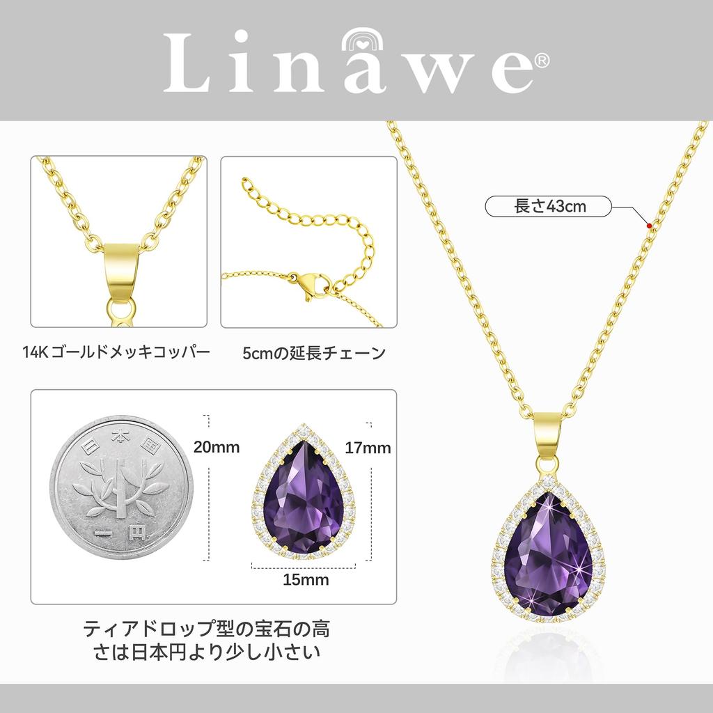 Linawe Amethyst Necklace for Diamond Necklace Chain In Gemstone Crystal Sparkling Pendant Long Hawaiian Jewelry Birthday Gift for Day Gift Women,