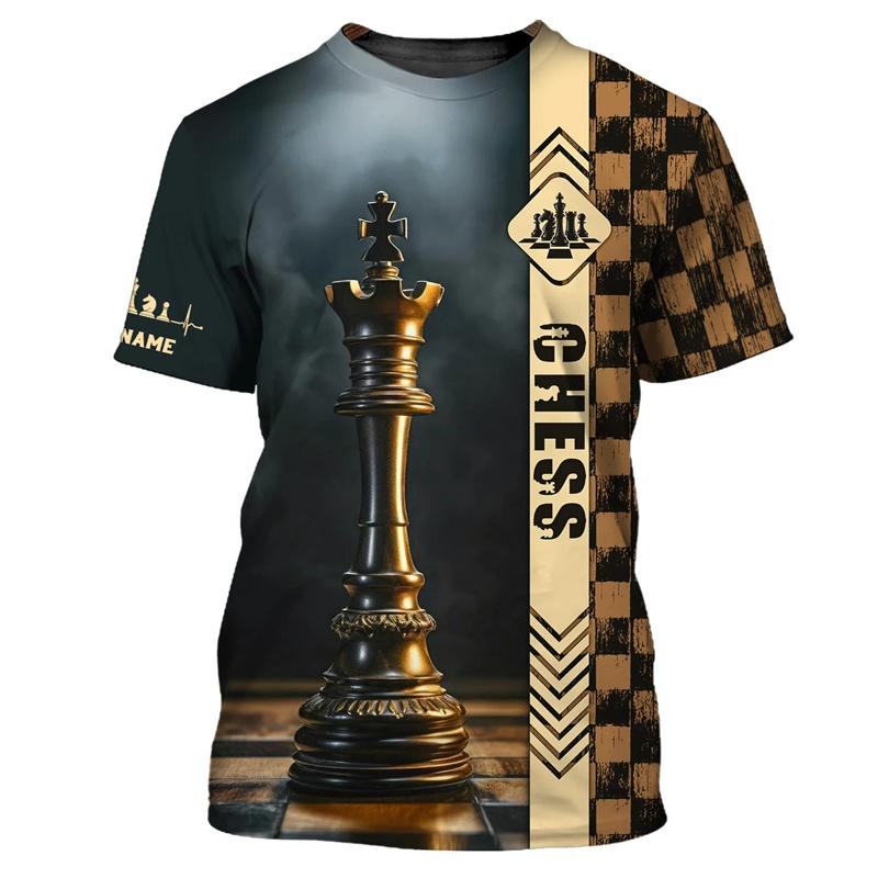 Cool Chess Pattern T Shirt For Men Customized 3D Printed T-Shirts Summer Fashion Round Neck Street Oversized Short Sleeve Tees