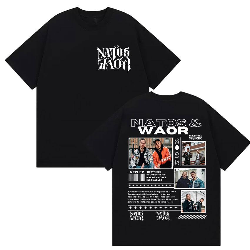 Rapper NATOS WAOR Tour 2025 Merch Graphic T Shirts Unisex Street Punk Hip Hop Short Sleeve Tshirt Unisex Retro Style Clothing Tees