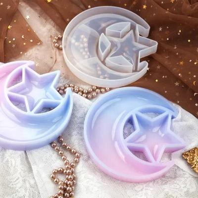 Handgefertigte Formen Neu DIY Kristall Epoxidharz Stern Mond Platte Schale Aufbewahrungsbox Silikon Spiegelformen Zubehör Dekor Handwerk