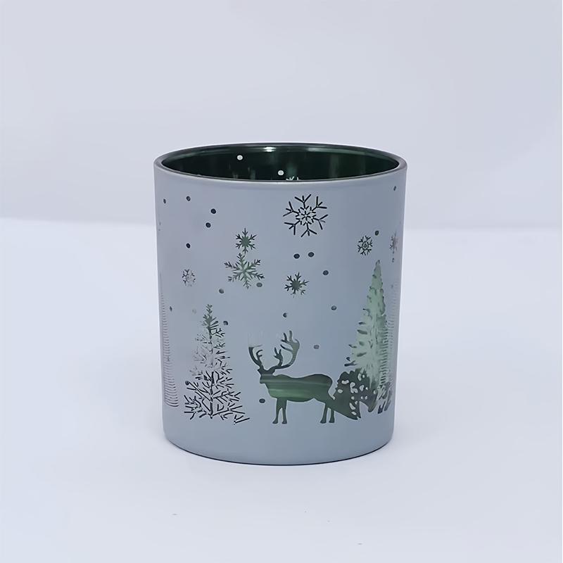 1Pc Christmas New Year Decorative Candlestick Cup - Custom Home Fragrance Holder, Reindeer Themed Birthday Holiday Gift
